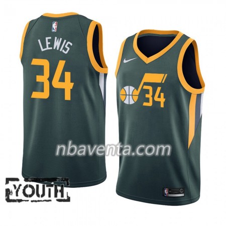 Camiseta Niños Utah Jazz Trey Lewis 34 2018-19 Nike Verde Swingman